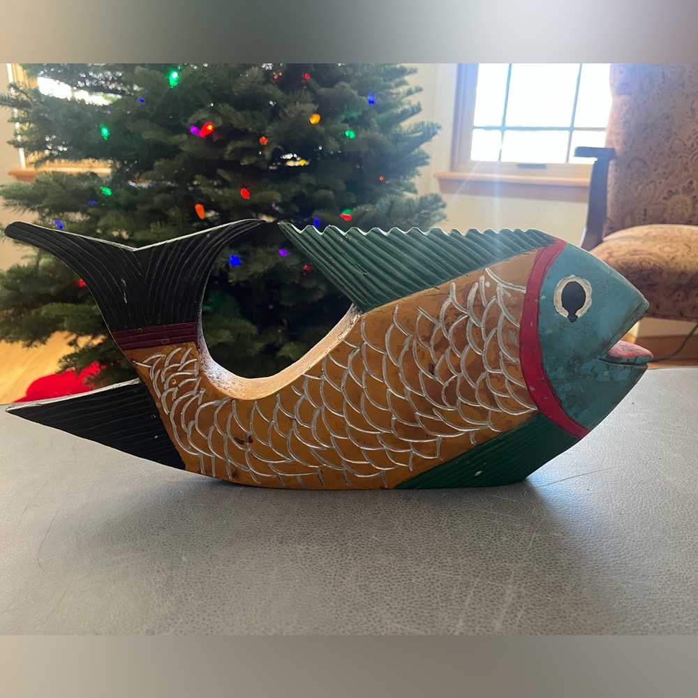 Handcrafted Wooden Fish Decor - Multicolor